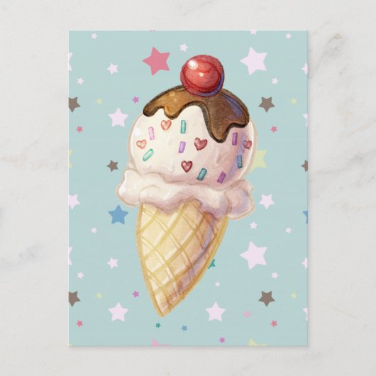 Cherry Fudge Icecream Briefkaart (Voorkant)