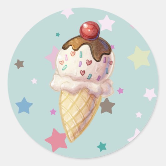 Cherry Fudge Icecream Ronde Sticker (Voorkant)