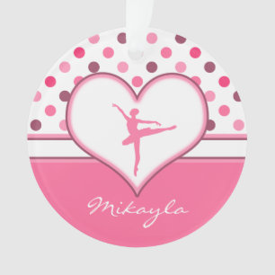Cherry Geïnspireerd roze poka-Stippen Ballet Danc Ornament