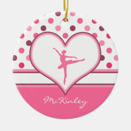 Cherry Geïnspireerd roze poka-Stippen Ballet Dance Keramisch Ornament