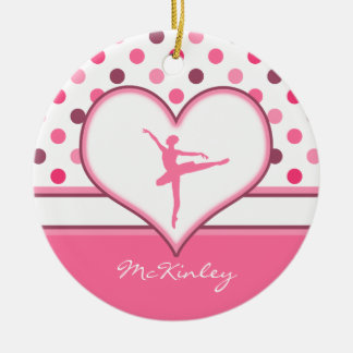 Cherry Geïnspireerd roze poka-Stippen Ballet Dance Keramisch Ornament
