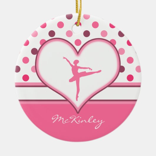 Cherry Geïnspireerd roze poka-Stippen Ballet Dance Keramisch Ornament (Voorkant)