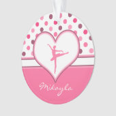 Cherry Geïnspireerd roze poka-Stippen Ballet Dance Ornament (voorkant)