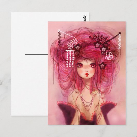 Cherry geisha briefkaart (Voorkant / Achterkant)