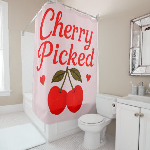 Cherry Geplukte Hartjes Romantische Cottagecore Ro Douchegordijn