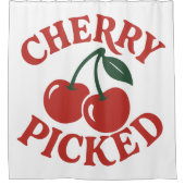 Cherry Geplukte Trendy Retro Fruit Grafisch Douchegordijn (Voorkant)