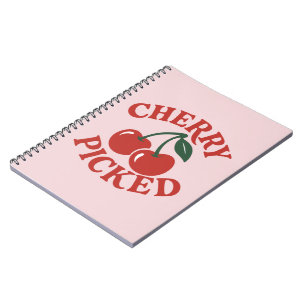 Cherry Geplukte Trendy Retro Fruit Grafisch Roze Notitieboek