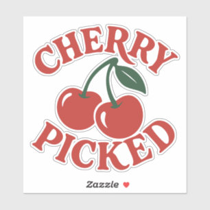 Cherry Geplukte Trendy Retro Fruit Grafisch Sticker