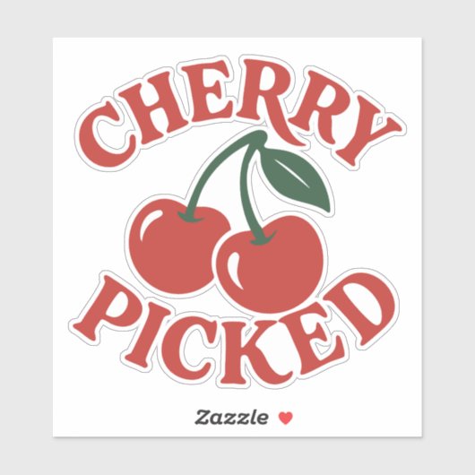 Cherry Geplukte Trendy Retro Fruit Grafisch Sticker (Vel)