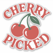 Cherry Geplukte Trendy Retro Fruit Grafisch Sticker (Voorkant)
