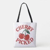 Cherry Geplukte Trendy Retro Fruit Grafisch Tote Bag (Achterkant)