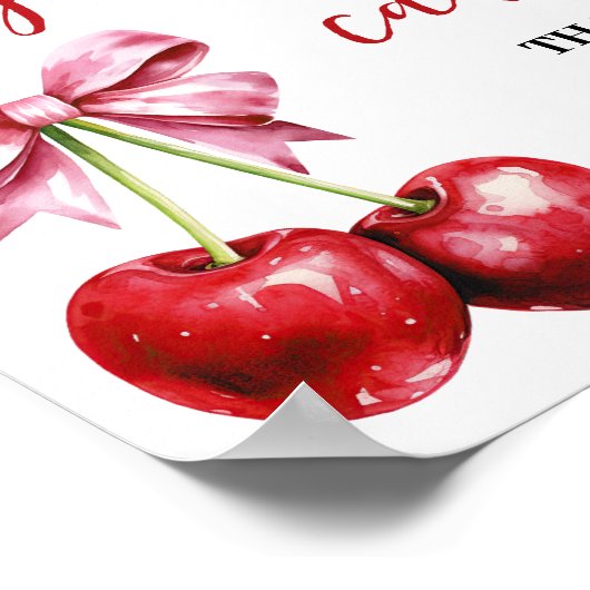 Cherry Gift & Kaarten Roze Coquette Baby shower Poster (Hoek)