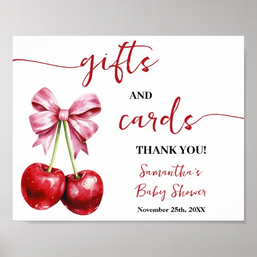 Cherry Gift & Kaarten Roze Coquette Baby shower Poster (Voorkant)