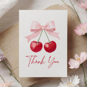 Cherry Gingham Baby shower Bedankkaart