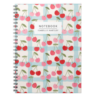 Cherry Gingham Check Pattern in Red and Pink Notitieboek