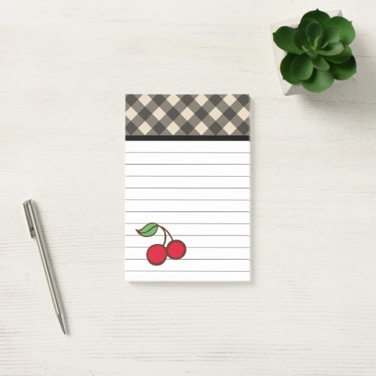 Cherry Gingham Post It Notes (Kantoor)