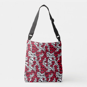 Cherry Gothic Skull Pattern Print Crossbody Tas