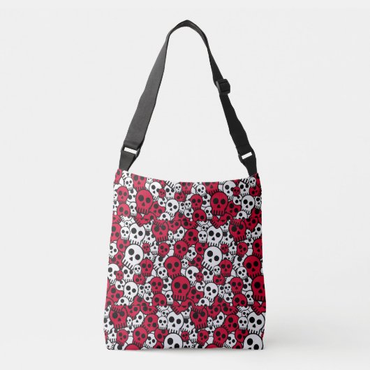 Cherry Gothic Skull Pattern Print Crossbody Tas (Voorkant)