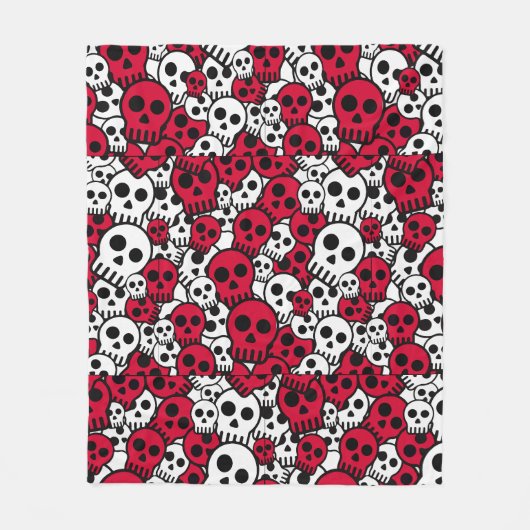 Cherry Gothic Skull Pattern Print Fleece Deken (Voorkant)