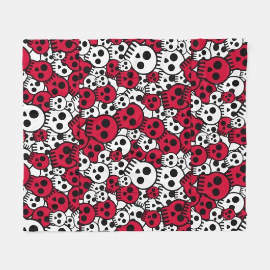 Cherry Gothic Skull Pattern Print Fleece Deken (Voorkant (Horizontaal))