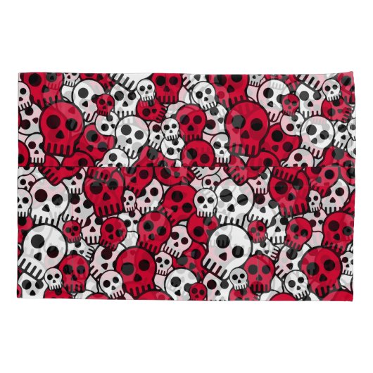 Cherry Gothic Skull Pattern Print Kussensloop (Achterkant-Links)