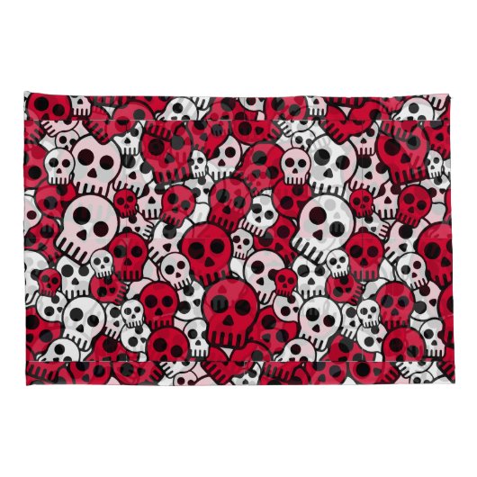 Cherry Gothic Skull Pattern Print Kussensloop (Achterkant-Rechts)