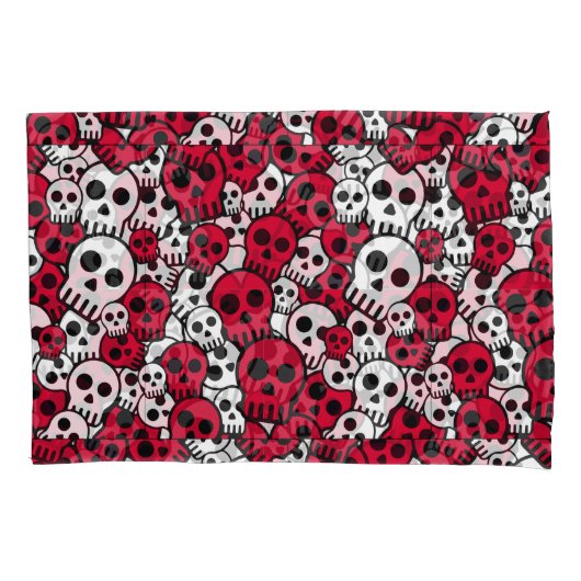 Cherry Gothic Skull Pattern Print Kussensloop (Voorkant-Links)