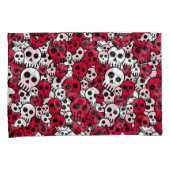 Cherry Gothic Skull Pattern Print Kussensloop (Voorkant-Rechts)