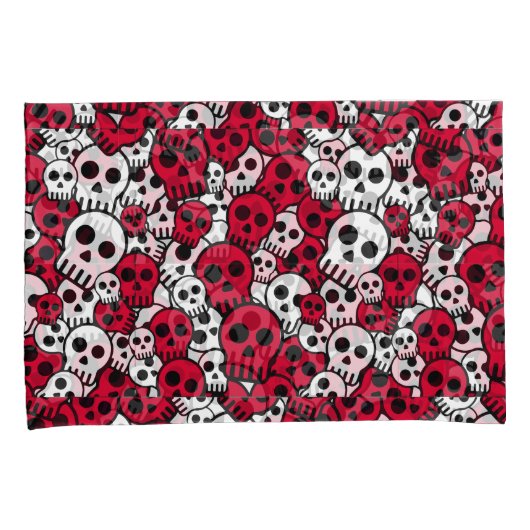 Cherry Gothic Skull Pattern Print Kussensloop (Voorkant-Rechts)