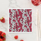 Cherry Gothic Skull Pattern Print Servet (Insitu)