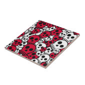 Cherry Gothic Skull Pattern Print Tegeltje (Zijkant)