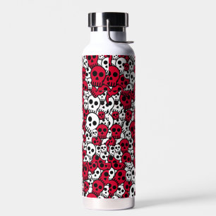 Cherry Gothic Skull Pattern Print Waterfles