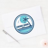 Cherry Grove Beach South Carolina Palmboom Vogels Ronde Sticker (Envelop)