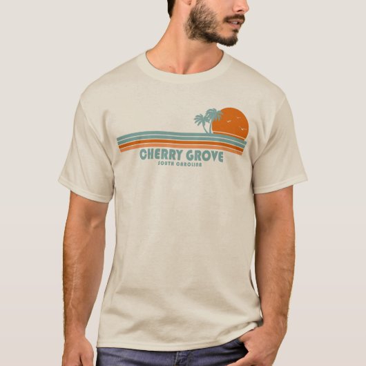 Cherry Grove Beach South Carolina Sun Palm Trees T-shirt (Voorkant)