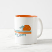 Cherry Grove Beach South Carolina Sun Palm Trees Tweekleurige Koffiemok (Voorkant rechts)
