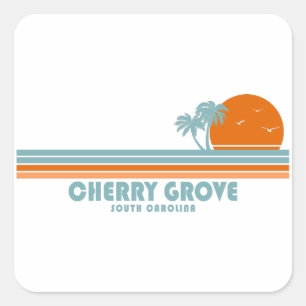 Cherry Grove Beach South Carolina Sun Palm Trees Vierkante Sticker