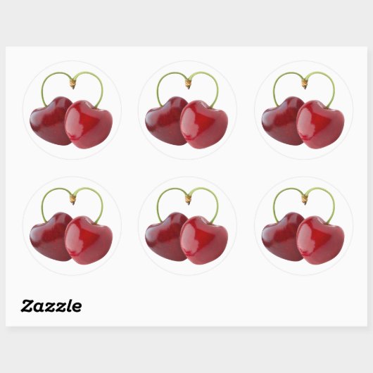 Cherry harten ronde sticker (Vel)