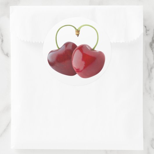 Cherry harten ronde sticker (Tas)