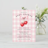 Cherry Heart Baby shower Kaart (Staand voorkant)