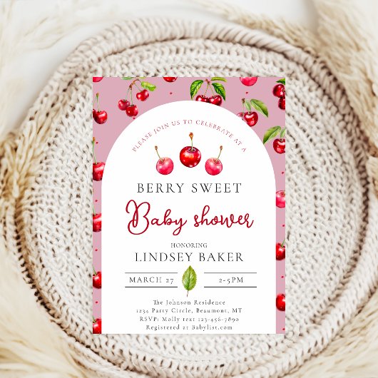 Cherry Heart-Baby shower Kaart