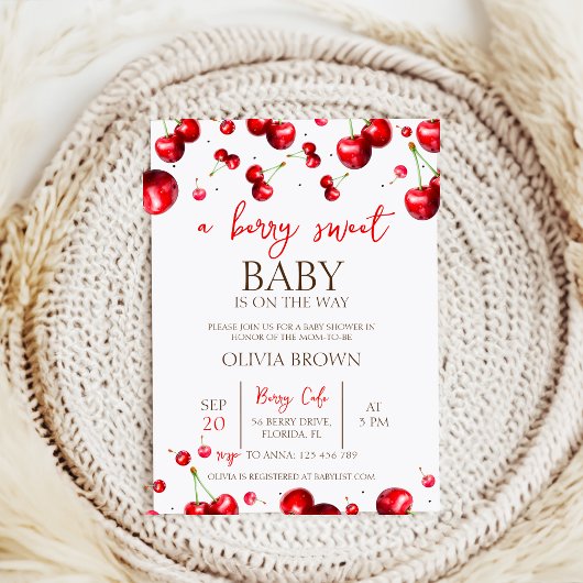 Cherry Heart-Baby shower Kaart