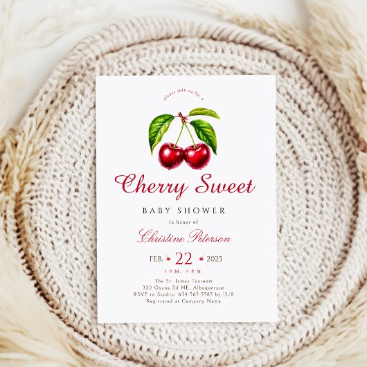 Cherry Heart-Baby shower Kaart
