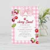 Cherry Heart-Baby shower Kaart (Staand voorkant)