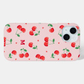 Cherry Hearts Aangepaste naam Monogram Case-Mate iPhone Case (Achterkant (horizontaal))