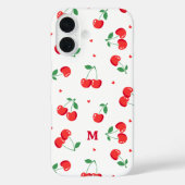 Cherry Hearts Aangepaste naam Monogram Case-Mate iPhone Case (Achterkant)