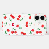 Cherry Hearts Aangepaste naam Monogram Case-Mate iPhone Case (Achterkant (horizontaal))