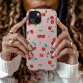 Cherry Hearts Aangepaste naam Monogram Case-Mate iPhone Case