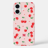 Cherry Hearts Aangepaste naam Monogram Case-Mate iPhone Case (Achterkant)