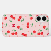 Cherry Hearts Aangepaste naam Monogram Case-Mate iPhone Case (Achterkant (horizontaal))