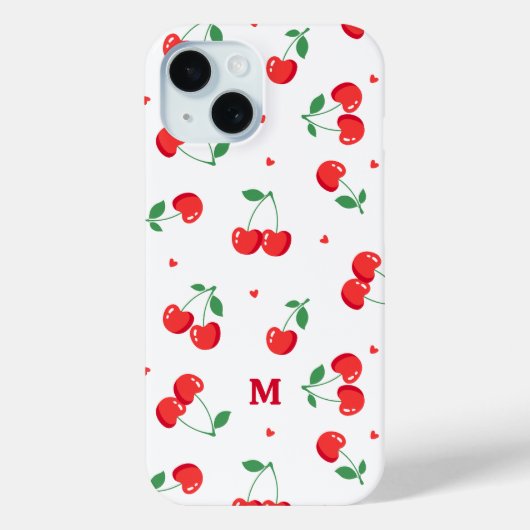 Cherry Hearts Custom Monogram Case-Mate iPhone Case (Achterkant)